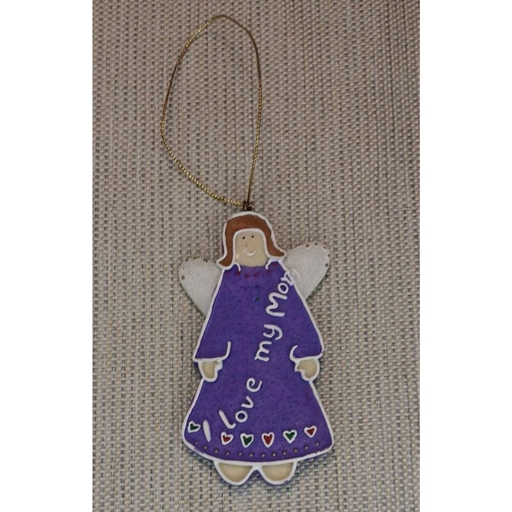 I Love My Mom Purple Angel Chrismas Ornament Cookie Cutter Style Papel Giftware